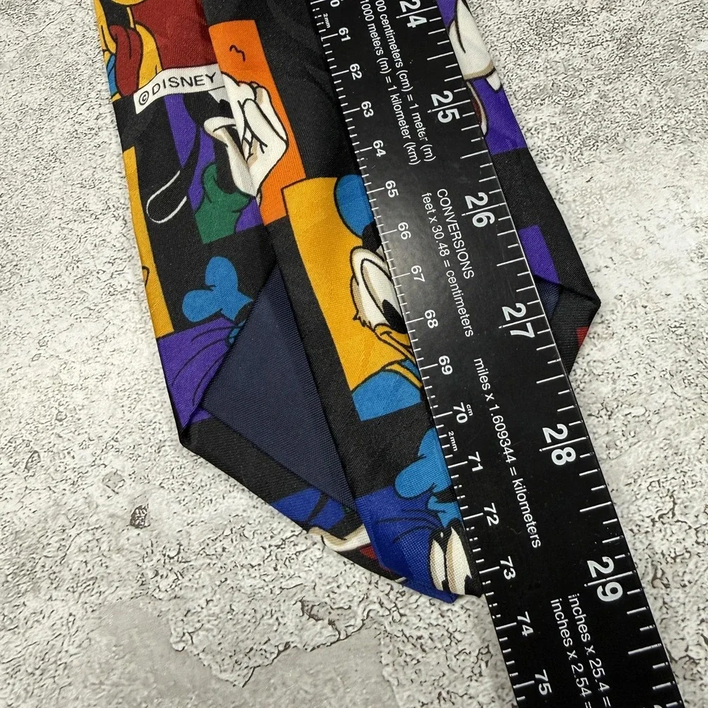 Disney Polyester Tie Mens One Size Black Geometric‎ Made IKorea Necktie
